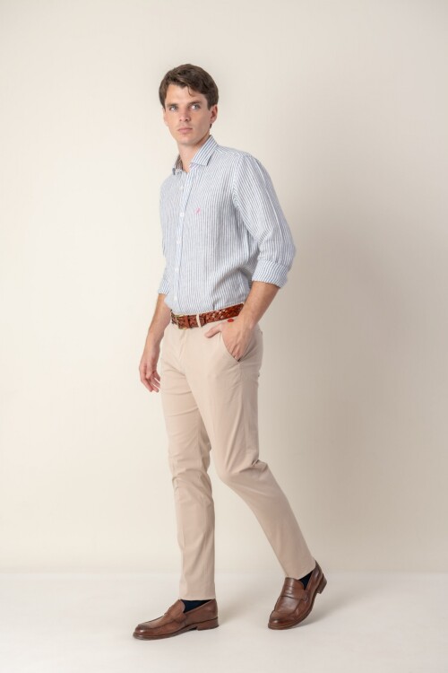Pantalón de algodón Slim Fit Beige