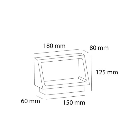 Aplique pared LED rectangular negro IP65 8W 3000K AO1160