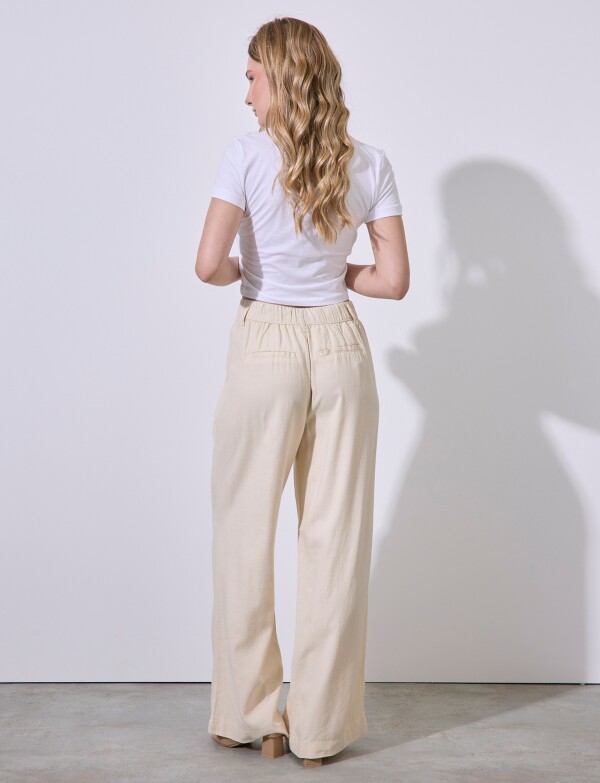 Pantalon Lino Wide BEIGE