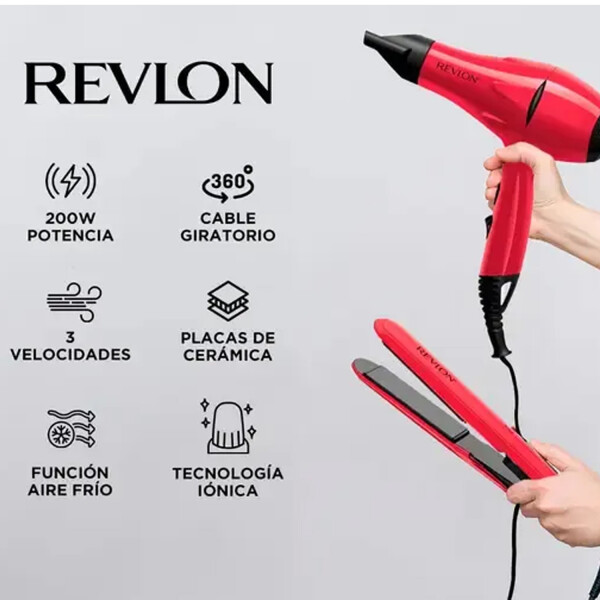 Kit Combo Secador De Pelo + Planchita Revlon Frizz Control KIT SECADOR + PLANCHITA RVDR5230RLA2