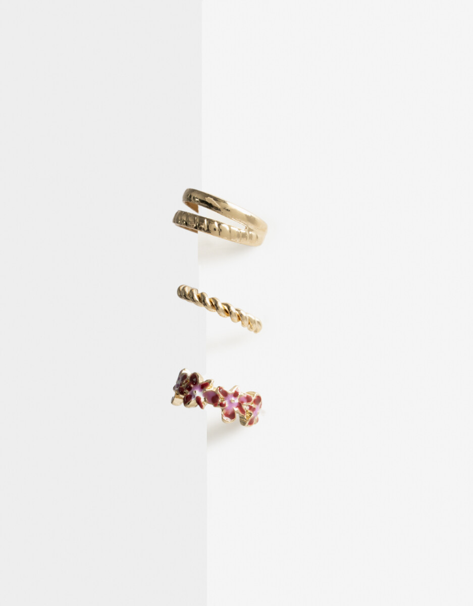 Set De Earcuffs Con Flor 