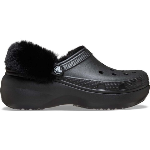 Classic Platform Fuzz Lined Clog W Black