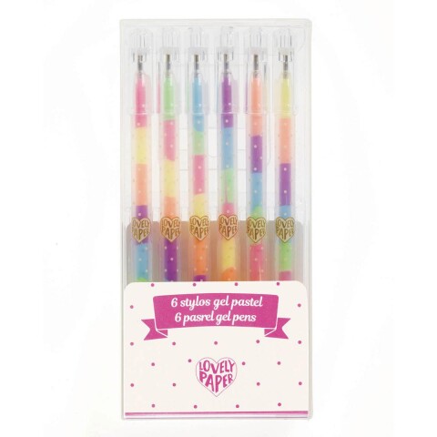 Set x6 lapiceras de gel Arcoiris colores Pastel Set x6 lapiceras de gel Arcoiris colores Pastel