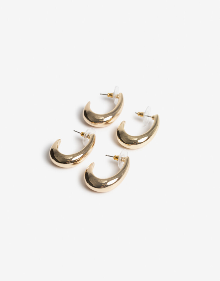 Aros Argollas Set Metal Aros Argollas Set Metal Bold De La Línea Stay Golden. - Dorado
