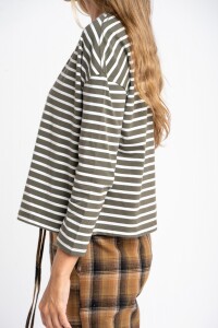 Remera Algodón Elastano Rayada Oliva