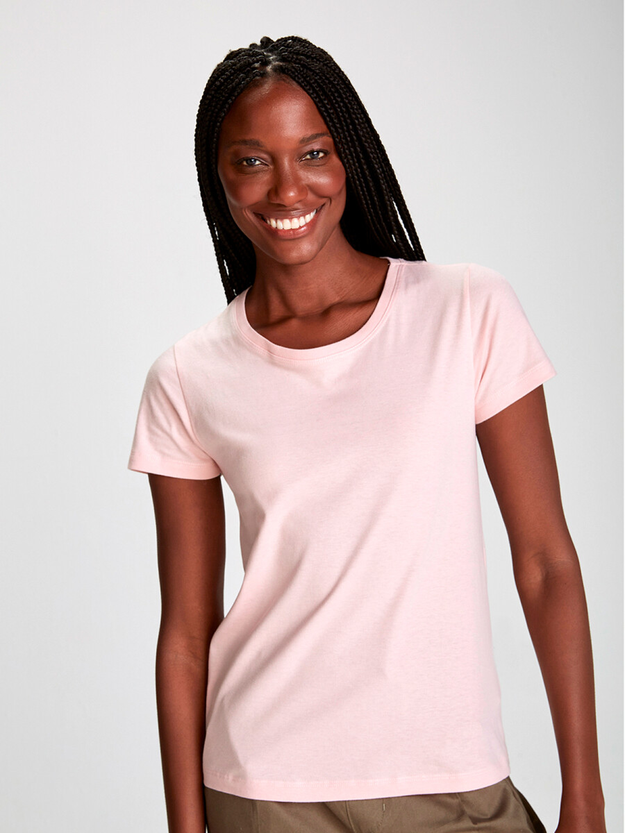 CAMISETA BÁSICA SLIM WORLD - ROSA CLARO 