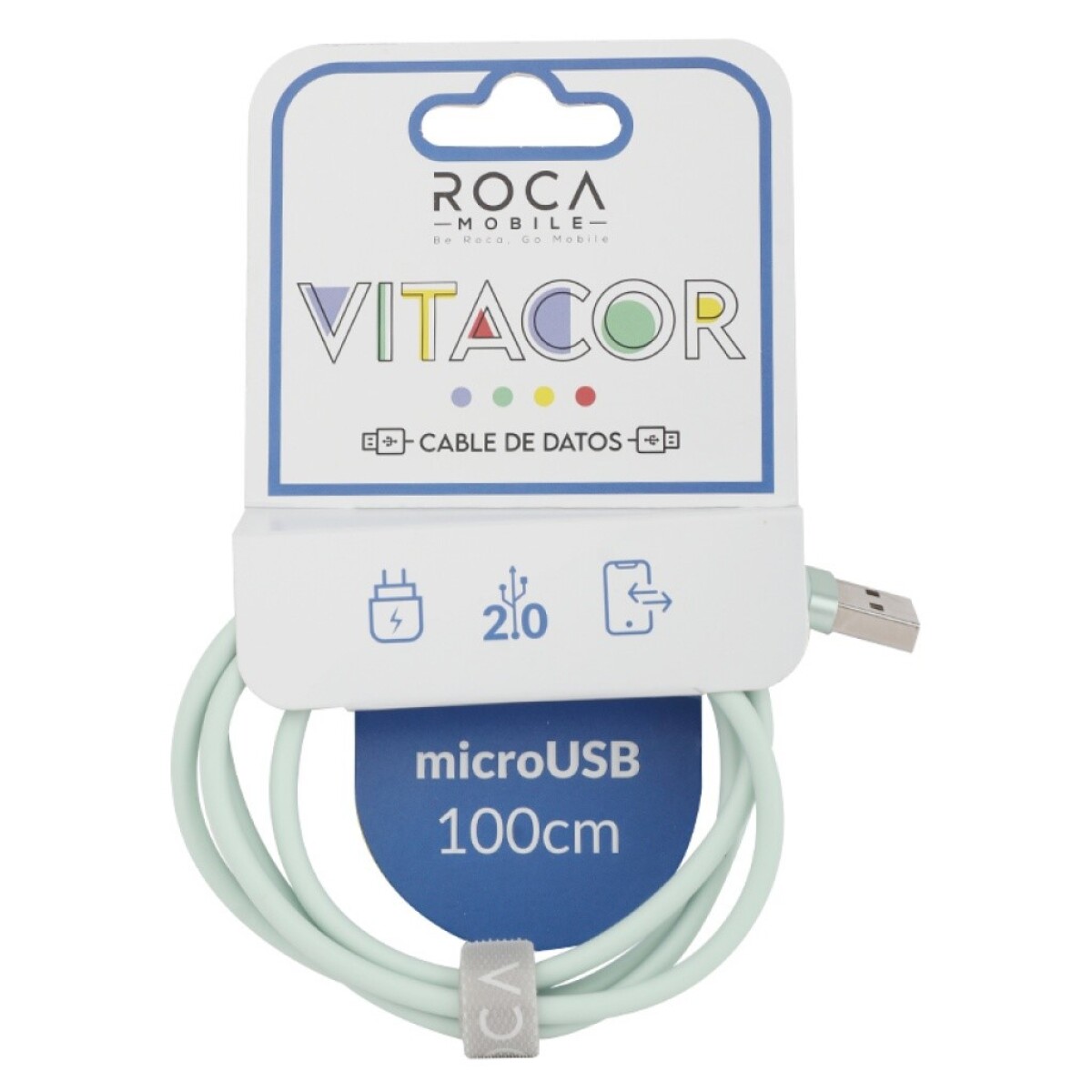 CABLE DE DATOS ROCA VITACOR USB A MICRO USB - CELESTE 