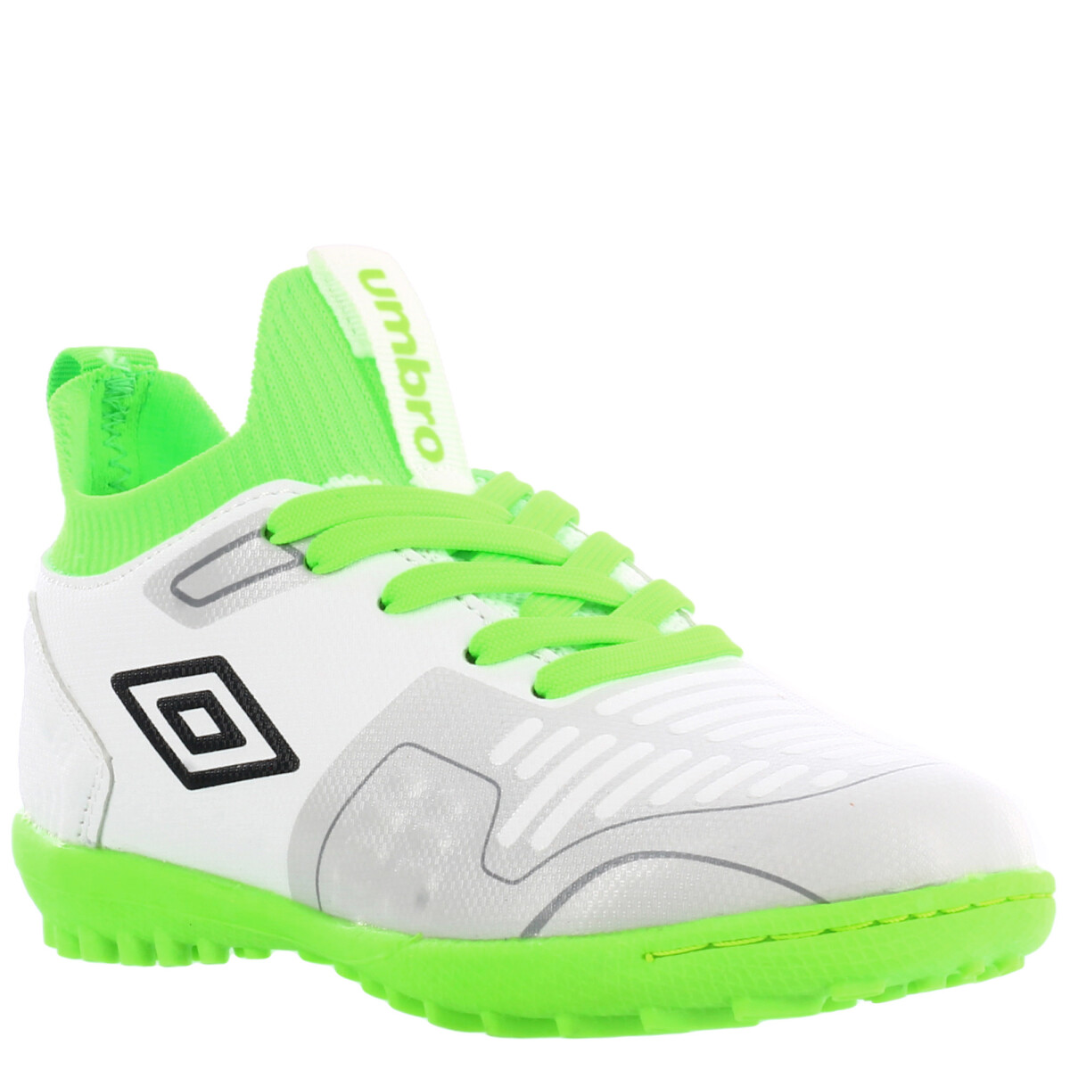 Championes de Hombre Umbro Futbol 5 Flash TF - Blanco - Verde - Negro 