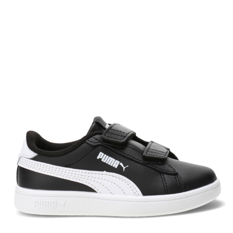 Championes Infantiles Puma Smash 3.0 Leather Negro - Blanco