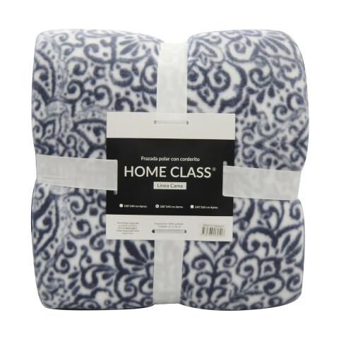 Frazada Corderito 1 Plaza Home Class 150 x 240 cm Arabesco Azul Marino