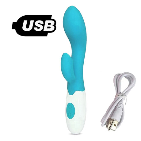 Vibrador Con Doble Estímulo Desing Curvo Recargable USB Celeste
