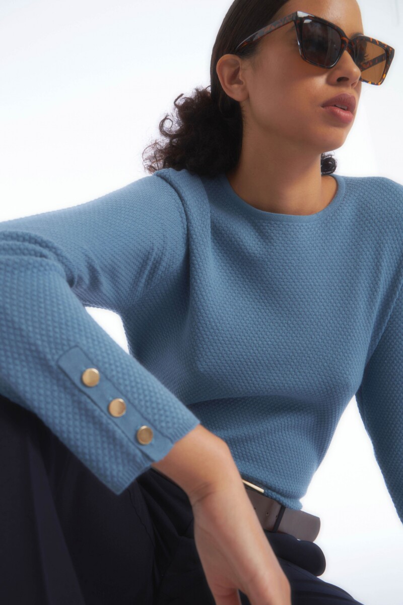 Sweater a la base con estructura - azul piedra 