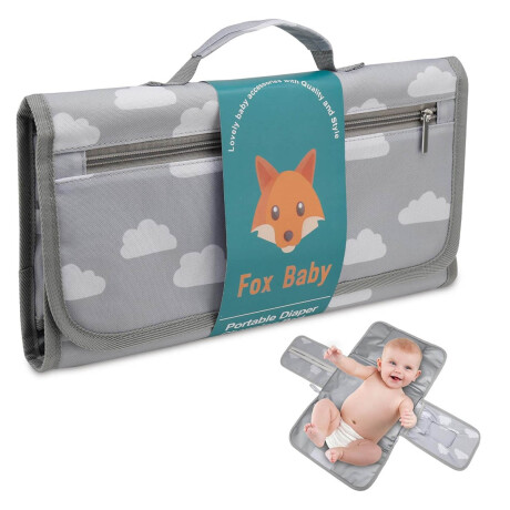 Cambiador Para Bebé Acolchado Portable Impermeable Gris