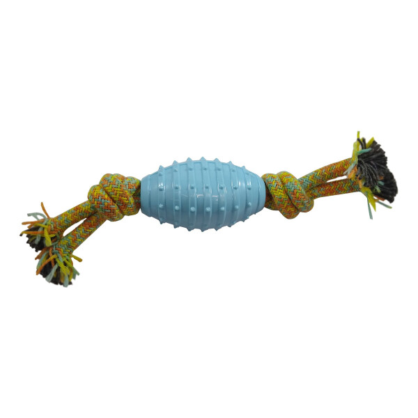 Juguete Masticable Perro Maciza Cuerda Resistente Ansiedad Variante Color Celeste Amarillo