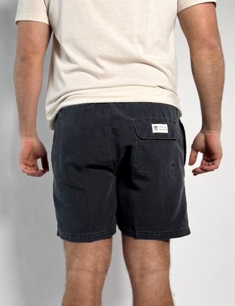 Short de baño liso Acid Wash Avici Negro