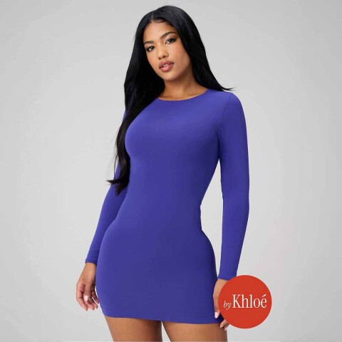 Vestido Seamless Long-Sleeve Mini Dress Mujer Nightfall