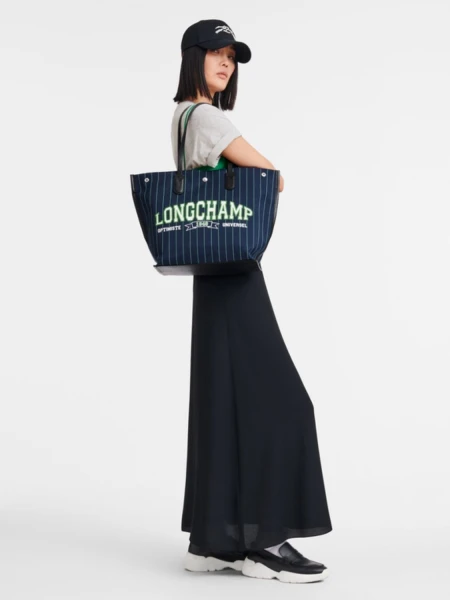 Longchamp -Cartera de lona de algódón L, ESSENTIAL Azul