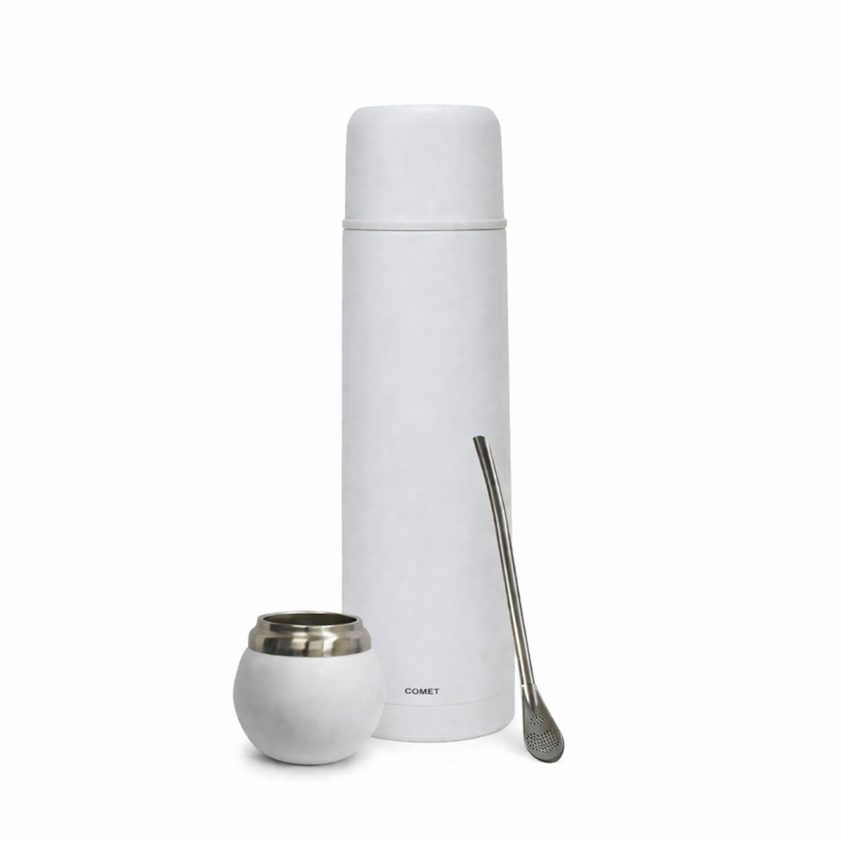 Set Termo Bala 750ml +mate 120ml +bombilla regalo - Blanco 