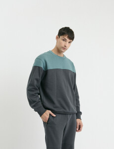 470916 SWEATER HARRY Petroleo/gris Oscuro