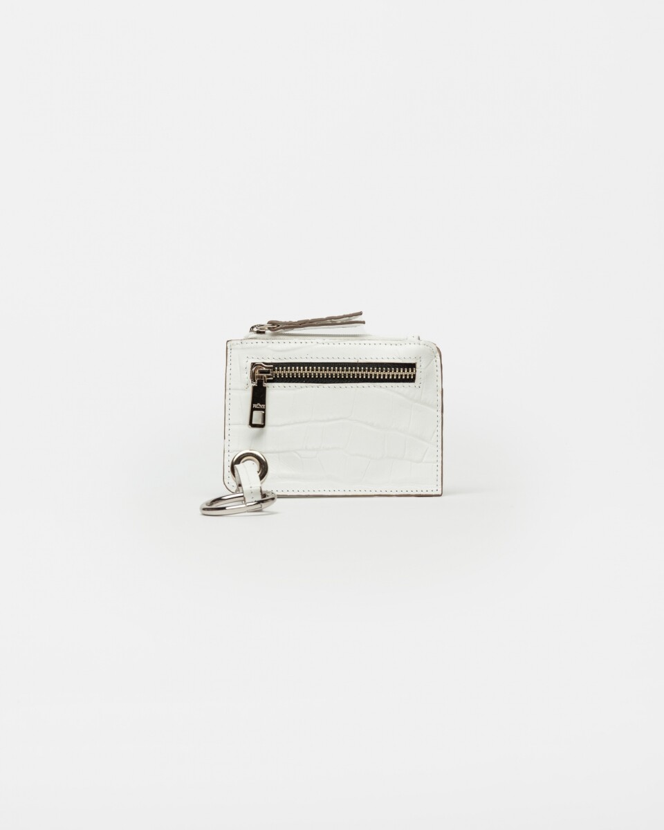 Tarjetero Jagger En Cuero Croco Satinado - Blanco 