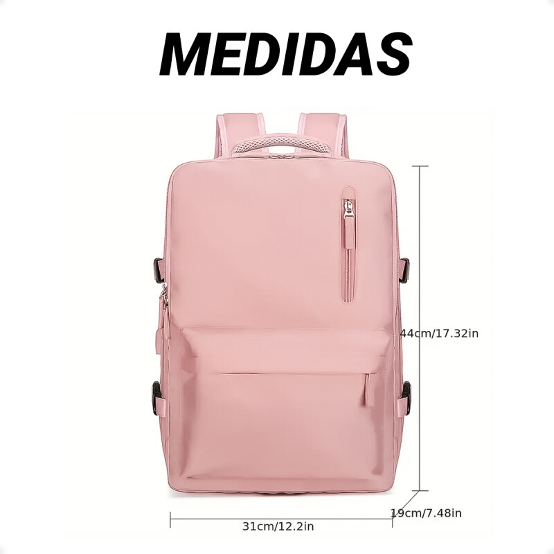 Bolso Mochila de Viaje con Puerto USB Rosa