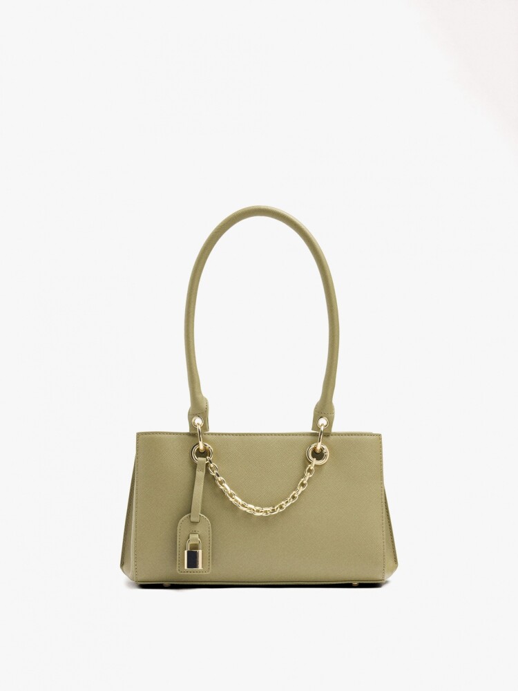 Bolso De Hombro Con Textura Y Pendiente verde
