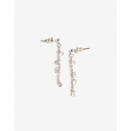 Aros Largos De Cadenita Con Cubic Plateado