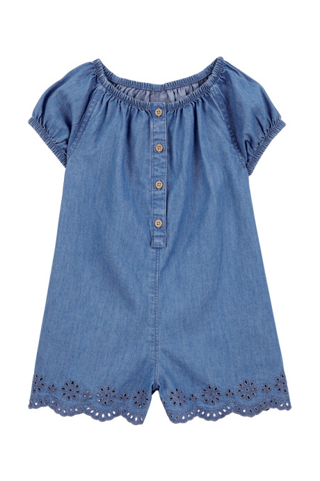 Monito corto de chambray, orillo con ojales Monito corto de chambray, orillo con ojales