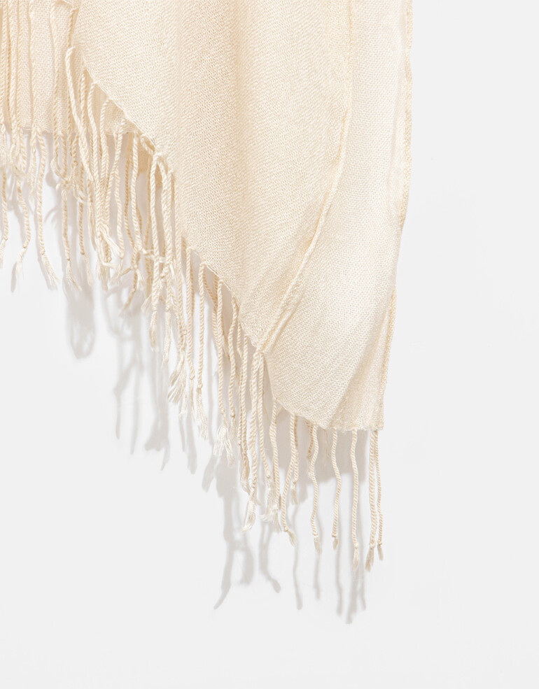 Kimonos Kimono Tejido Con Flecos - Blanco Crudo