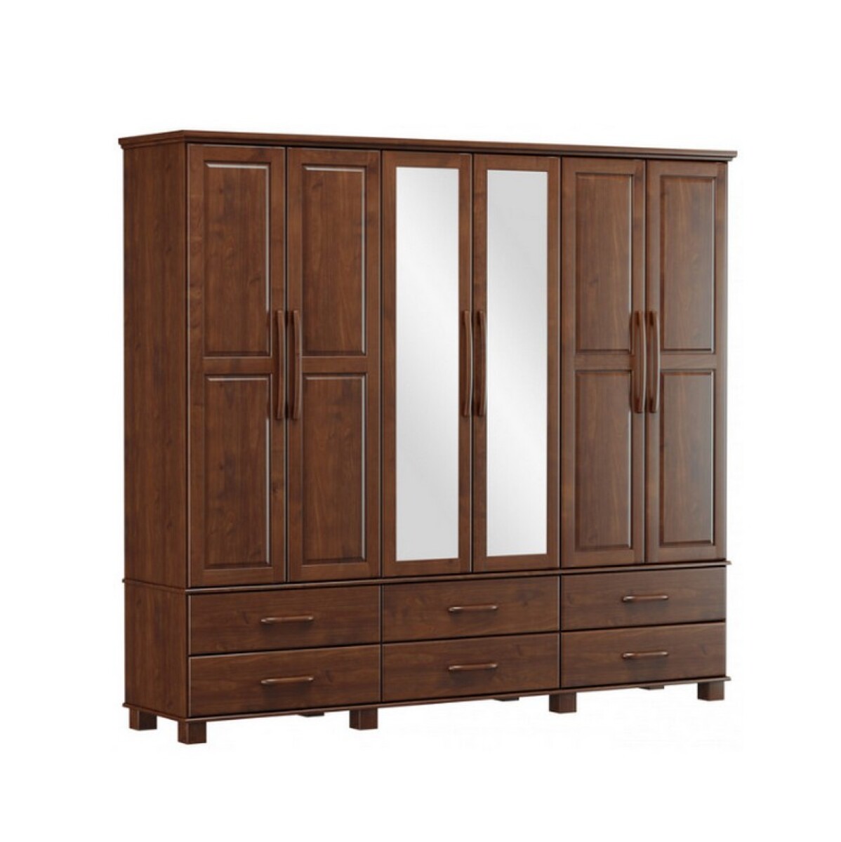 ROPERO FINESTRA OURO BIPARTIDO 6 PUERTAS 6 CAJONES CAFE 