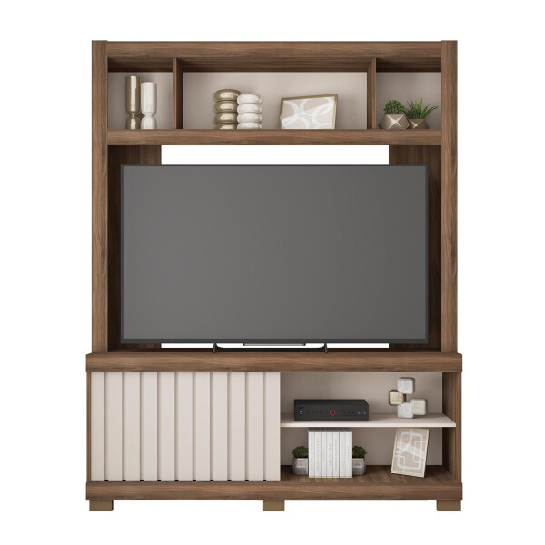 RACK "HOME THEATER CINNE" 1.6 - NOGUEIRA SAN REMO/OFF PERFECT Rack "home Theater Cinne" 1.6 - Nogueira San Remo/off Perfect