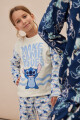 Pijama infantil stitch con manga larga pantalon Celeste