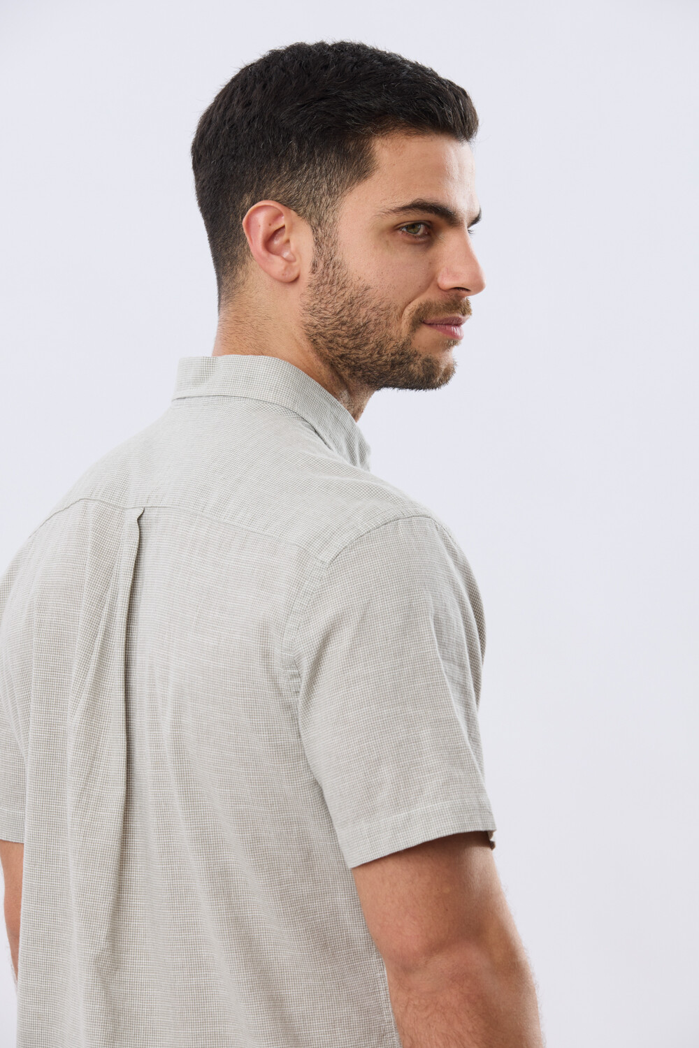 CAMISA CUADROS DE LINO Verde