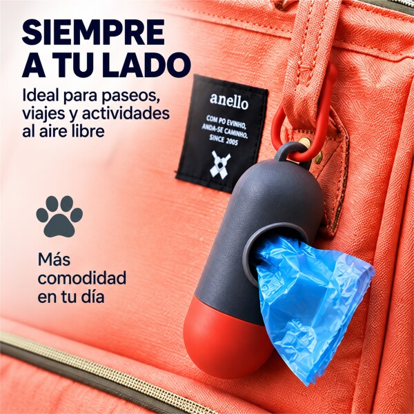 Bolsas Sanitarias x12 Residuos Mascota + Llavero Dispensador Rojo 1