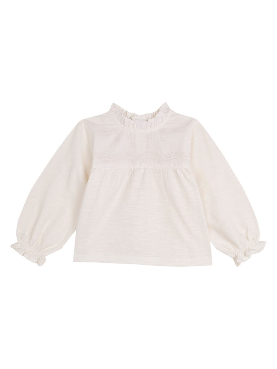 Camiseta Bordada Blanco Roto