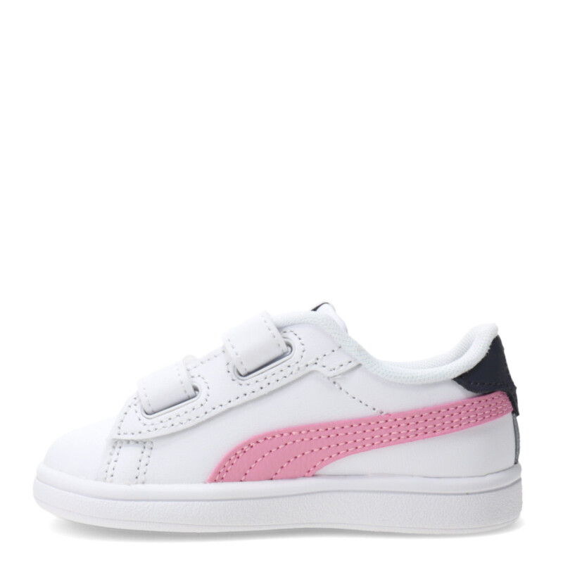 Championes Infantiles Puma Smash 3.0 Leather V Blanco - Rosa - Azul Marino