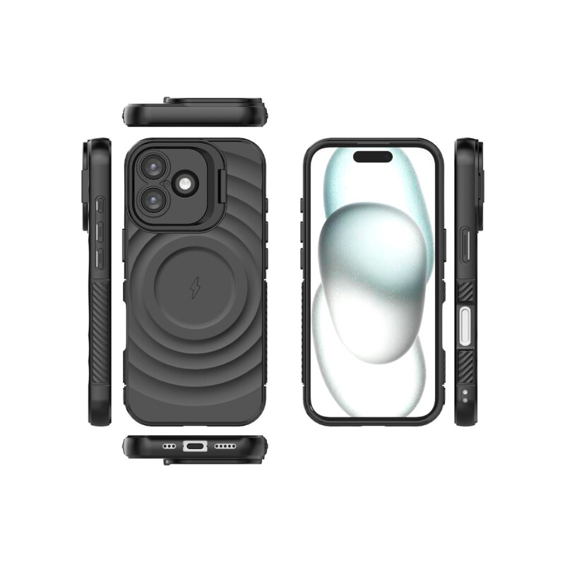 Protector para iPhone 17 MagSafe diseño ondulado negro Protector Para Iphone 17 Magsafe Diseño Ondulado Negro