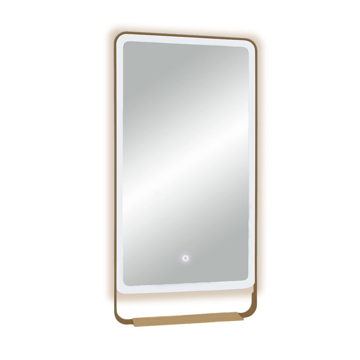 Espejo Con Sensor One Touch Luz Led Estante Brushed Gold 60X120Cm 