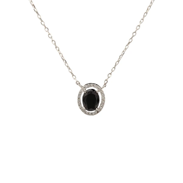 Conjunto Halo- Plata 925 - Zirconia negra- CJ3031 conpiedra