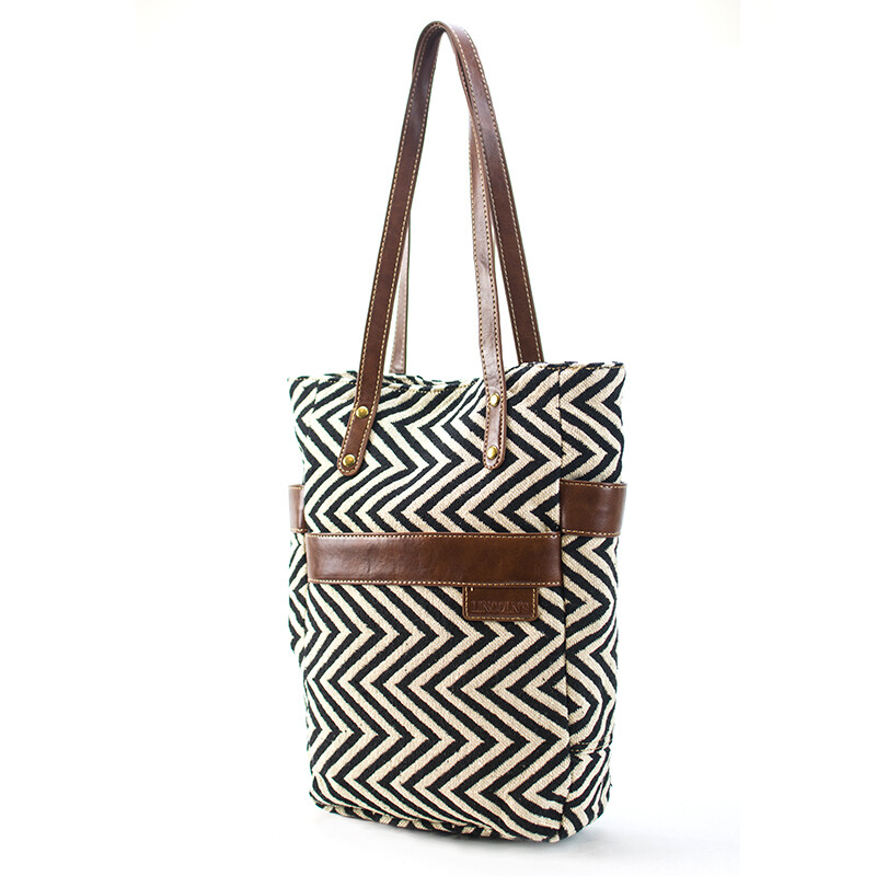 MATERA BOLSA SPYCA TELAR ZIGZAG NEGRO CON WHISKY