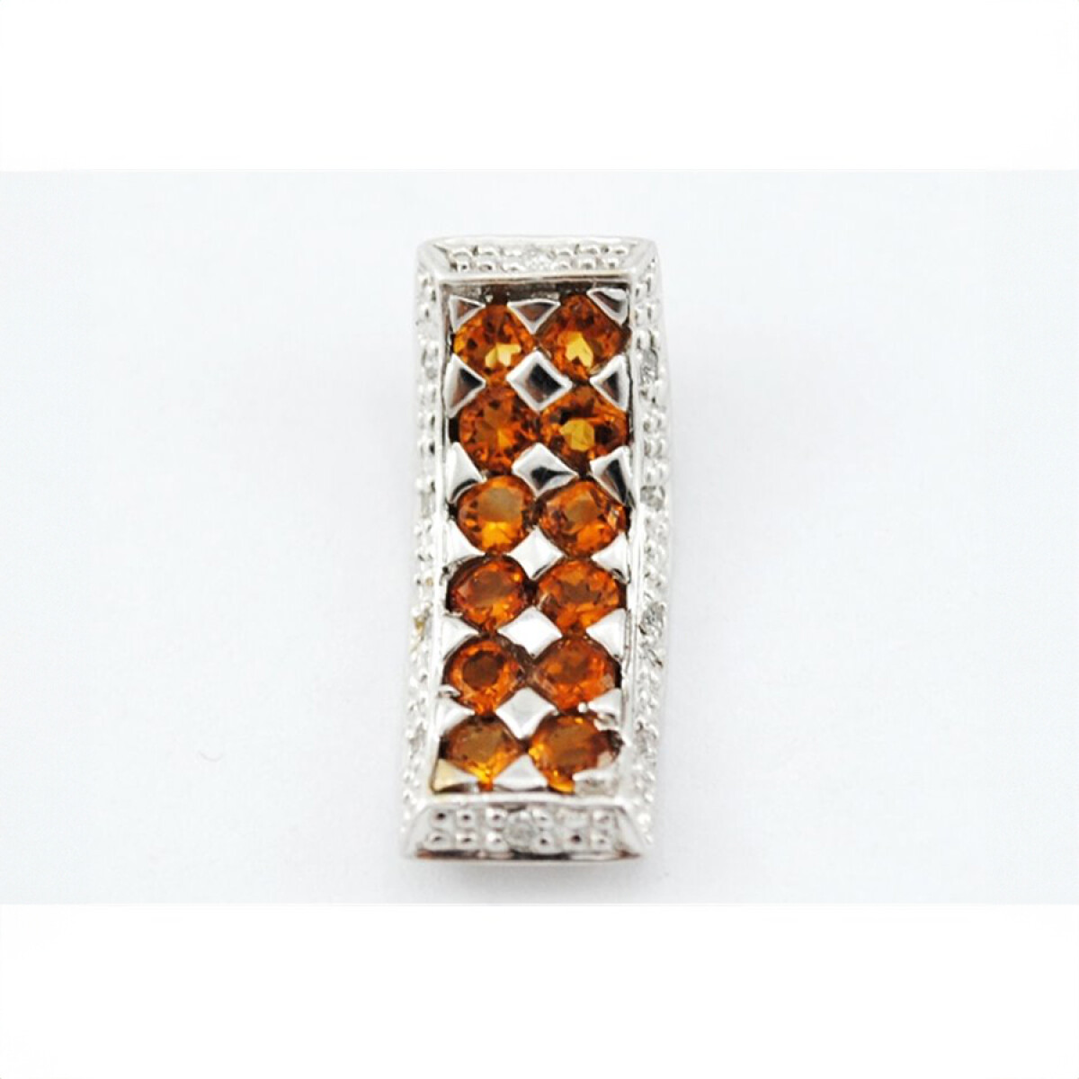 Dije Oro Blanco 18 K Con Brillantes Y Topacios 