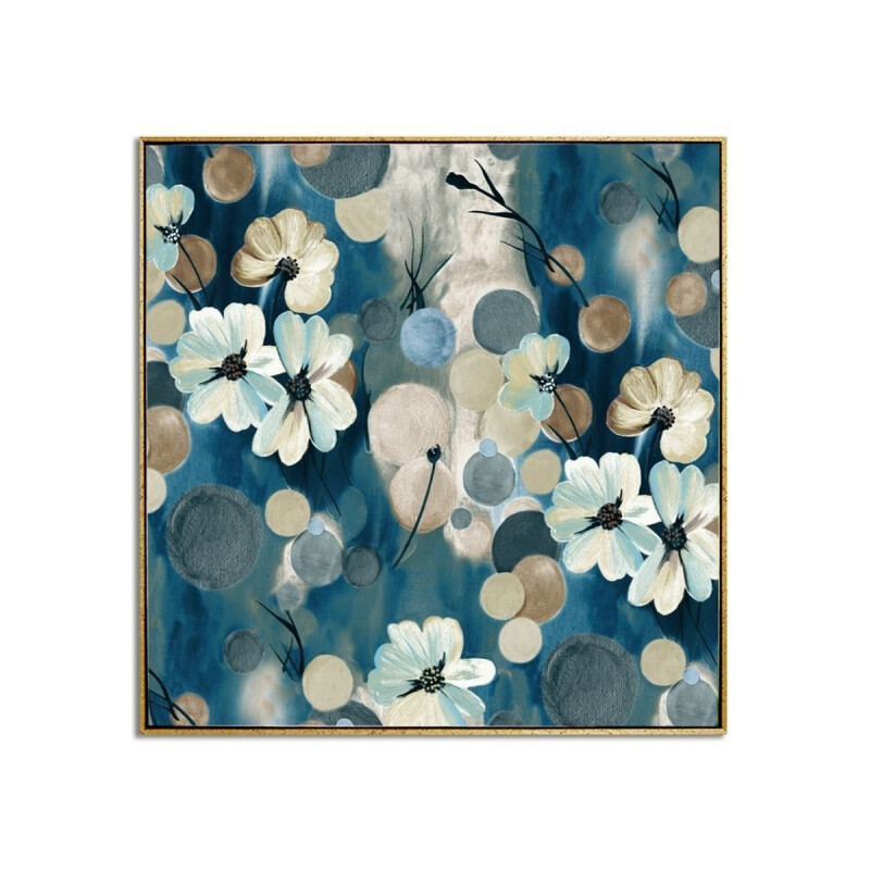 CUADRO CANVAS 60x60cm MARCO PINTURA FLORES AZUL 2 CUADRO CANVAS 60x60cm MARCO PINTURA FLORES AZUL 2