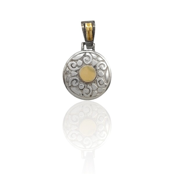 Dije colgante Flor- Plata 925 y Oro- Sin piedra-CP5444 sinpiedra