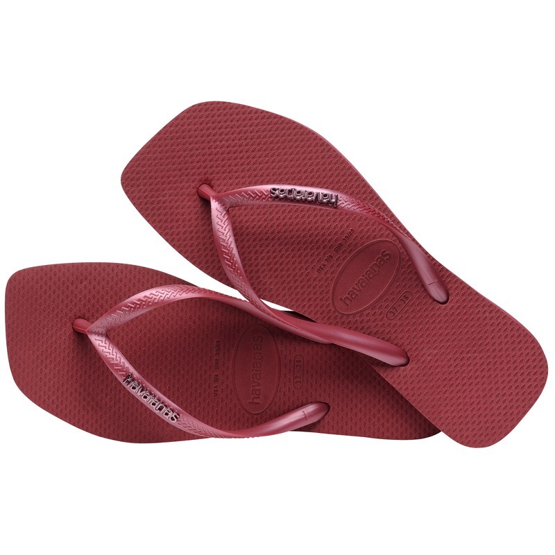 Ojotas Havaianas Slim Square Logo Metallic Rojo