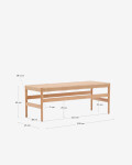 Banco Zaide de madera maciza de roble con acabado natural asiento de cuerda 120cm FSC100%