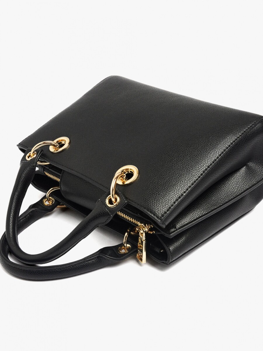 Bolso Tote Con Textura negro