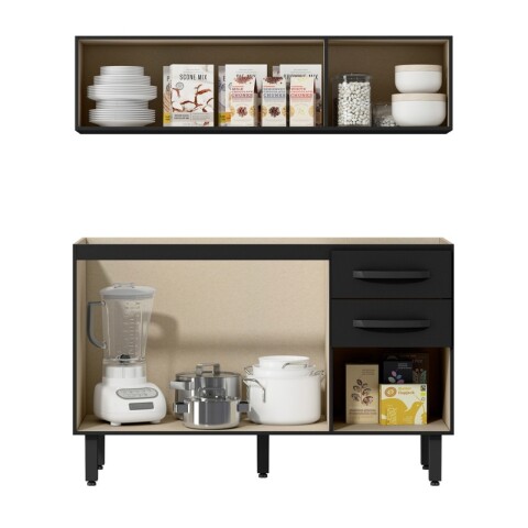 Bajo Mesada 3 Puerta 2 Cajones + Aereo 3 Puertas MX - Negro Bajo Mesada 3 Puerta 2 Cajones + Aereo 3 Puertas MX - Negro