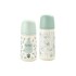Set x2 biberones Suavinex 270ml + 360ml - Prints birds verde