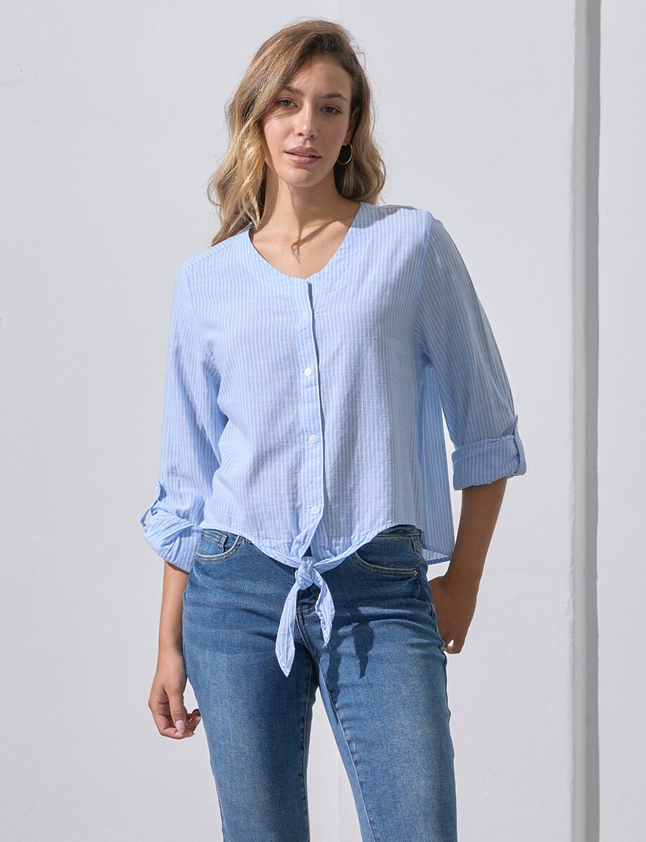 Blusa Algodon Nudo - Celeste/multi 