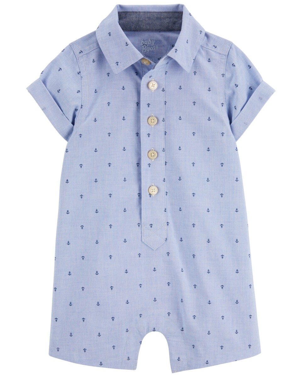 Monito corto de algodón, tipo camisa, diseño anclas 